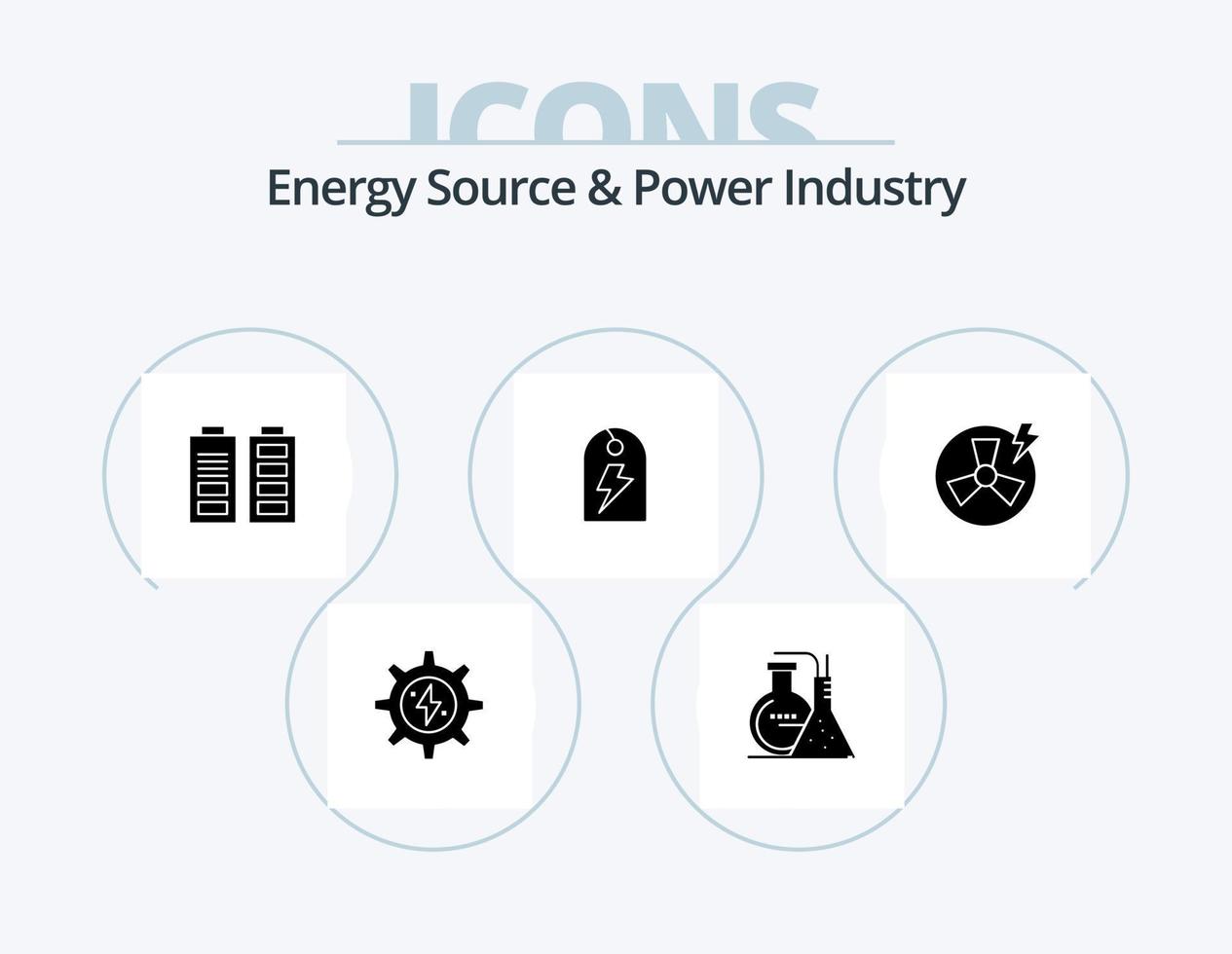Energy Source And Power Industry Glyph Icon Pack 5 Icon Design. power. energy. acumulator. power. tag vector
