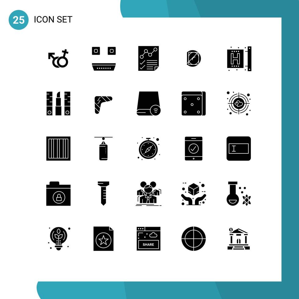 25 Solid Glyph concept for Websites Mobile and Apps center medicines analytics lab report Editable Vector Design Elements
