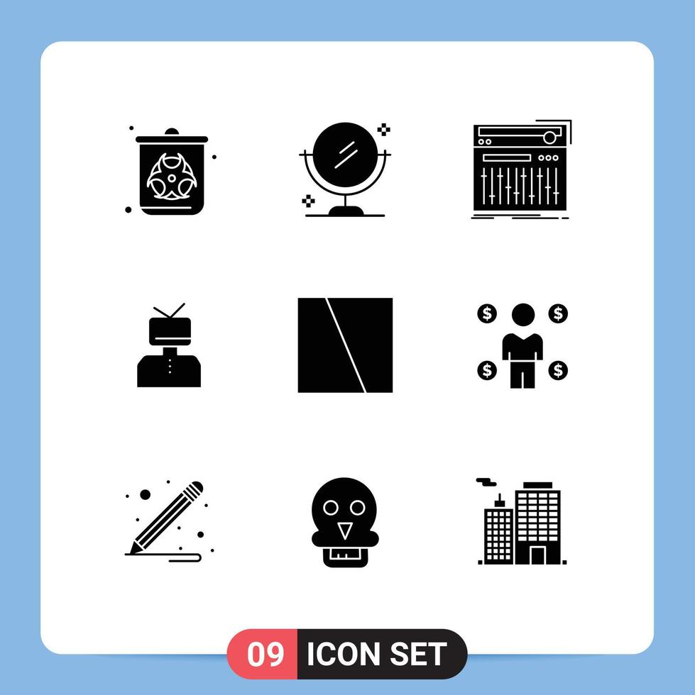 Editable Vector Line Pack of 9 Simple Solid Glyphs of collage happy controller esteem affirmation Editable Vector Design Elements