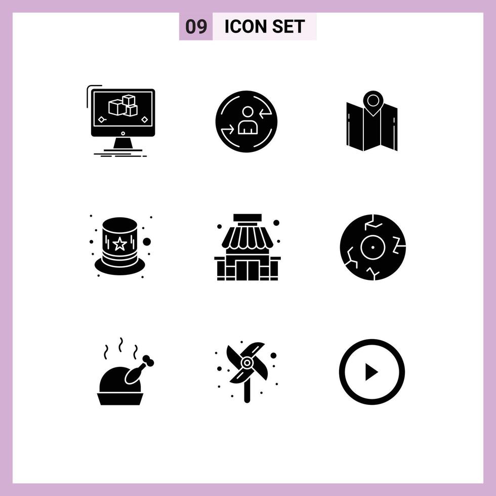 9 Universal Solid Glyph Signs Symbols of building costume marketing carnival navigation Editable Vector Design Elements