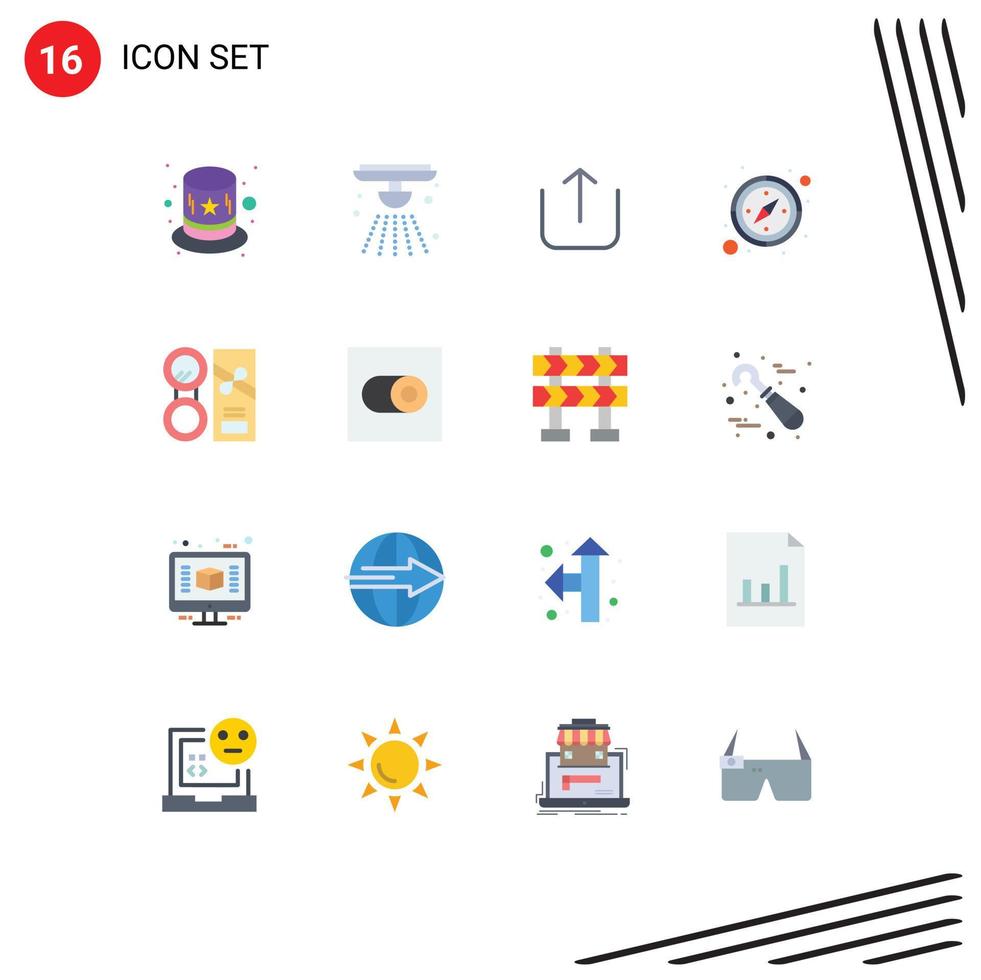 paquete de 16 signos y símbolos de colores planos modernos para medios de impresión web como cosméticos en polvo hasta belleza gps paquete editable de elementos creativos de diseño de vectores