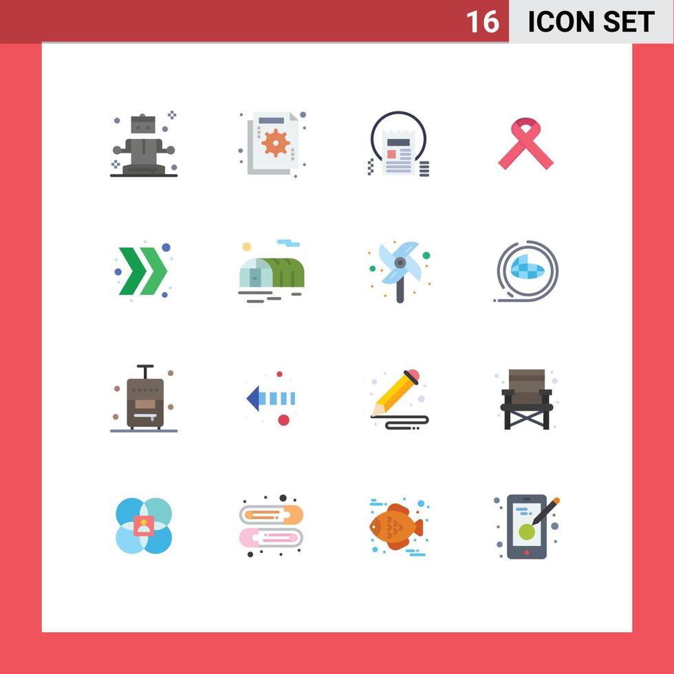 Set of 16 Commercial Flat Colors pack for chevron cancer document awareness web Editable Pack of Creative Vector Design Elements