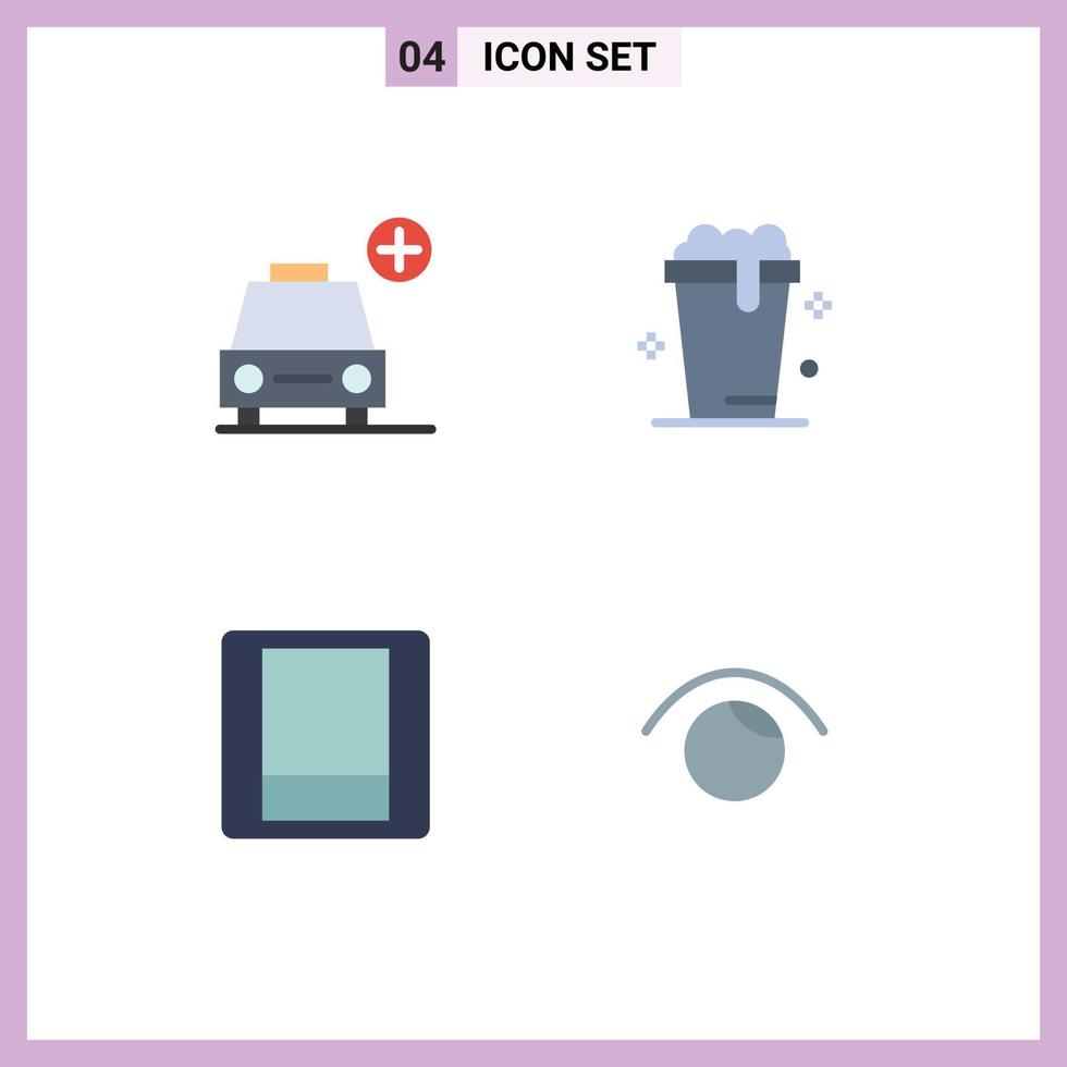 Modern Set of 4 Flat Icons and symbols such as car switch vehicles wash eye Editable Vector Design Elements