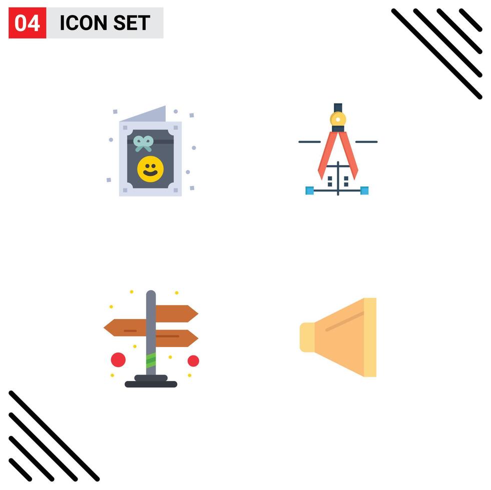 Mobile Interface Flat Icon Set of 4 Pictograms of birthday navigation party education sound Editable Vector Design Elements