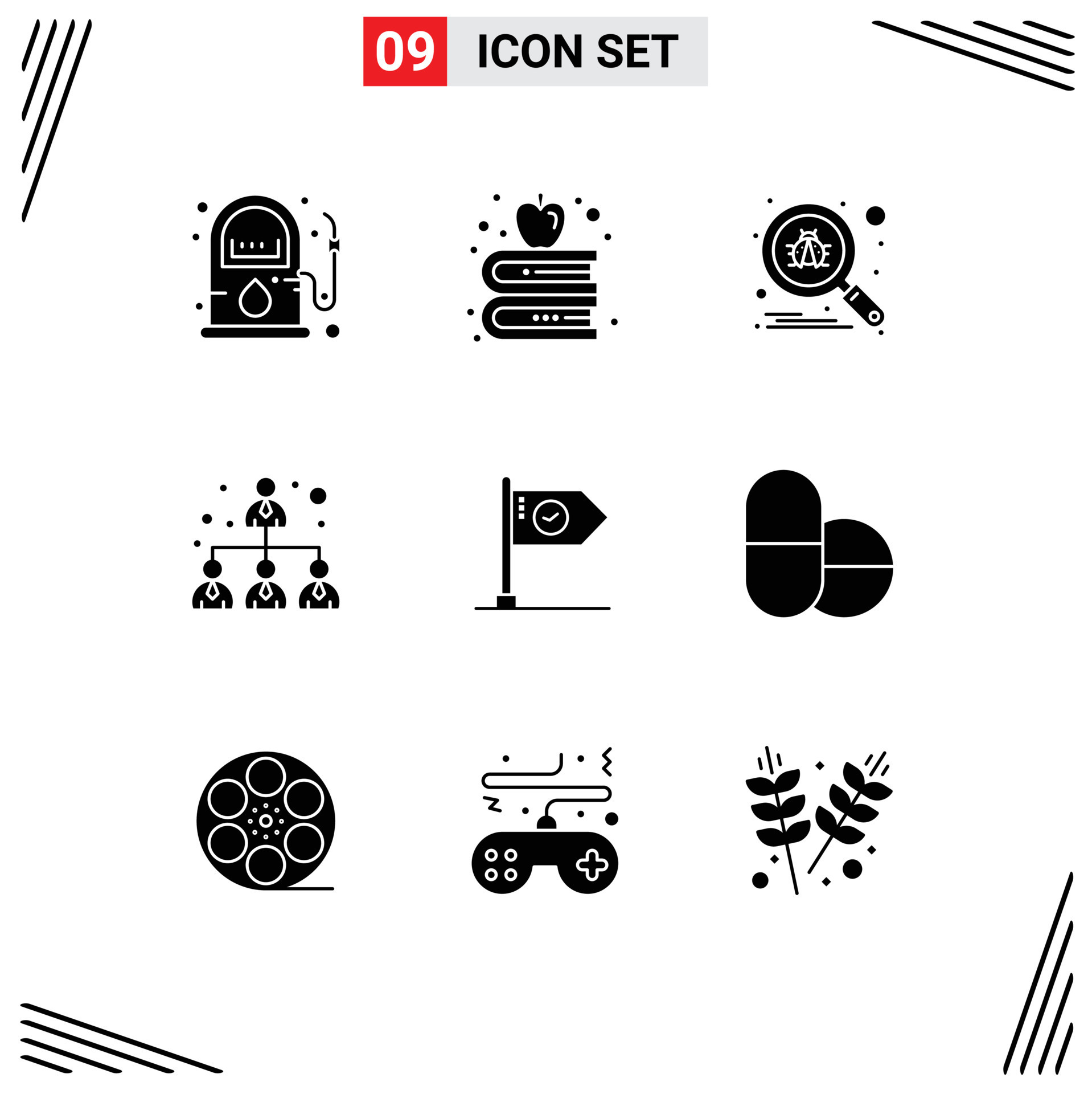 Set of 9 Modern UI Icons Symbols Signs for flag achieve scan success ...