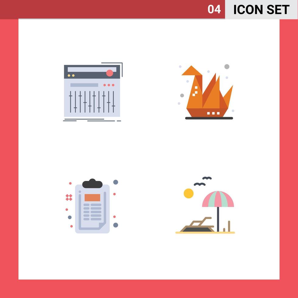 Set of 4 Modern UI Icons Symbols Signs for control checklist studio hobbies creative Editable Vector Design Elements