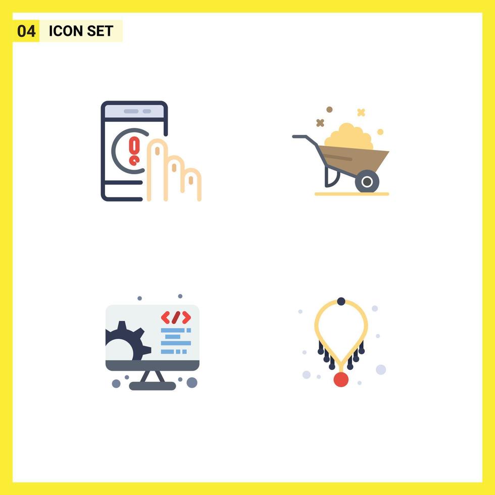 Set of 4 Commercial Flat Icons pack for click development help construction setting Editable Vector Design Elements