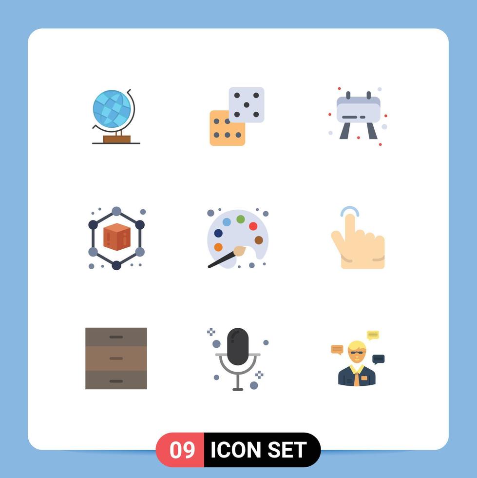 9 User Interface Flat Color Pack of modern Signs and Symbols of gesture learning checklist streamline painting Editable Vector Design Elements
