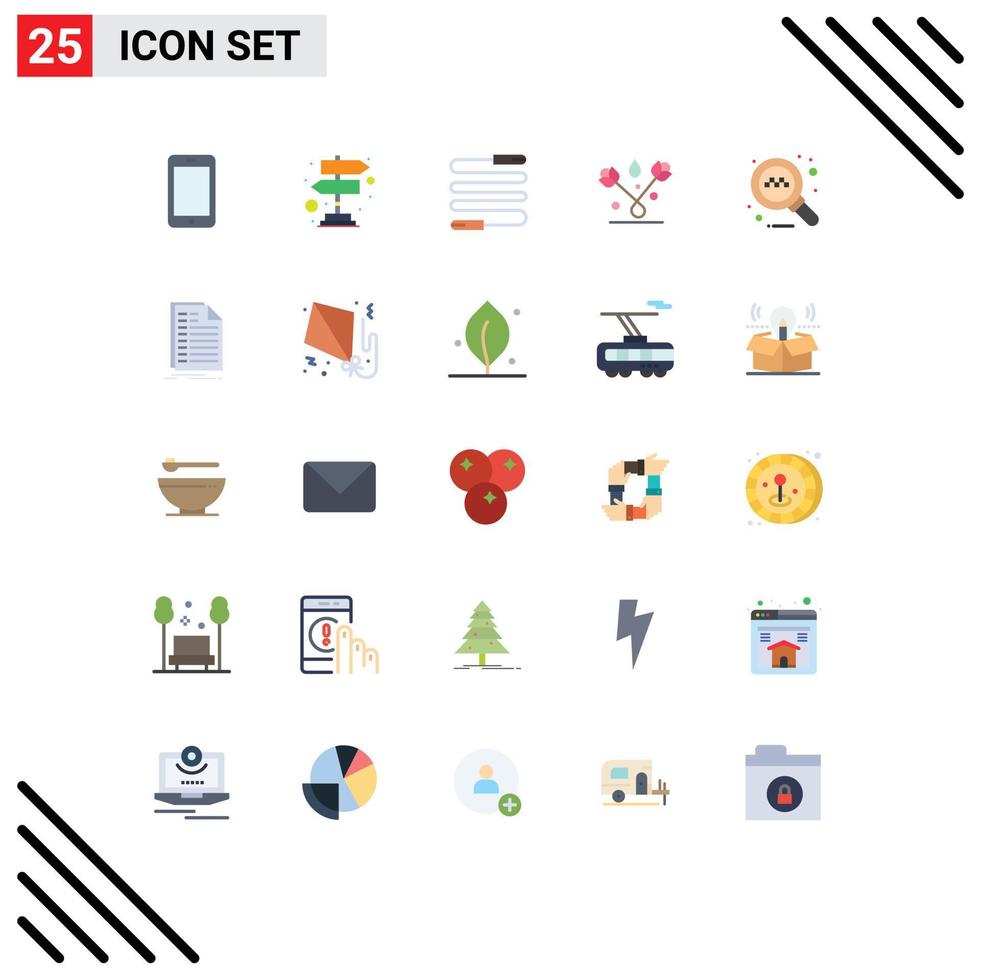 Group of 25 Modern Flat Colors Set for taxi online jump tulip easter Editable Vector Design Elements