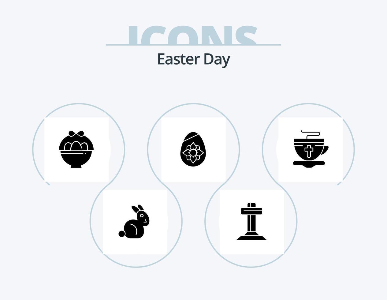 Easter Glyph Icon Pack 5 Icon Design. hot. cup. egg. tea. easter egg vector