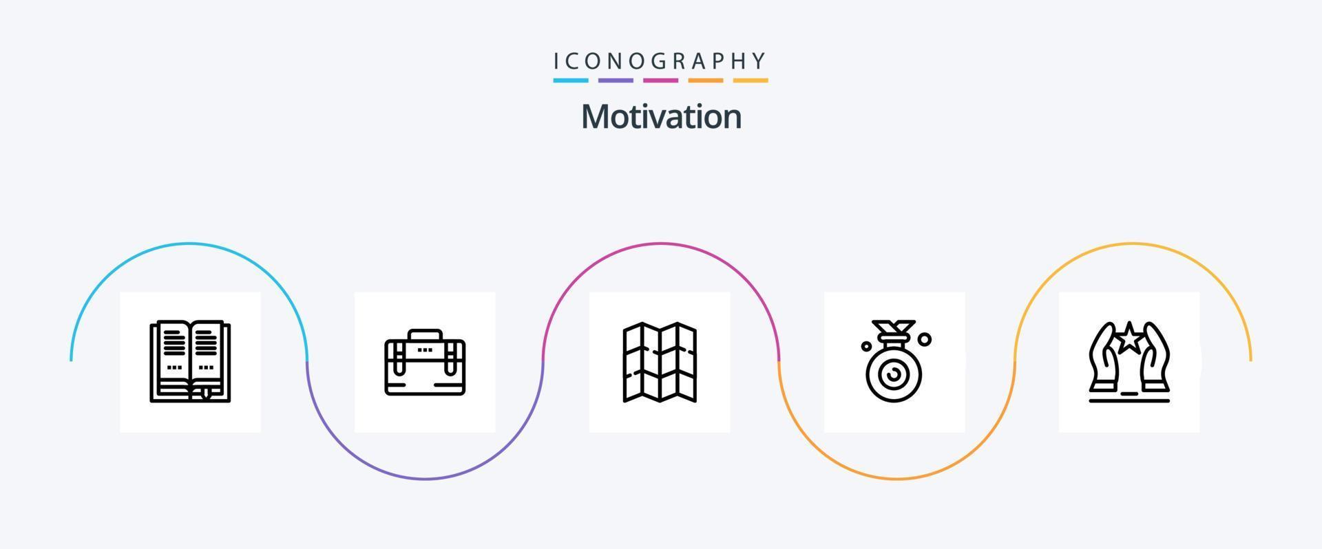 paquete de iconos de la línea de motivación 5 que incluye motivación. cuidado. localización. construido. ganador vector