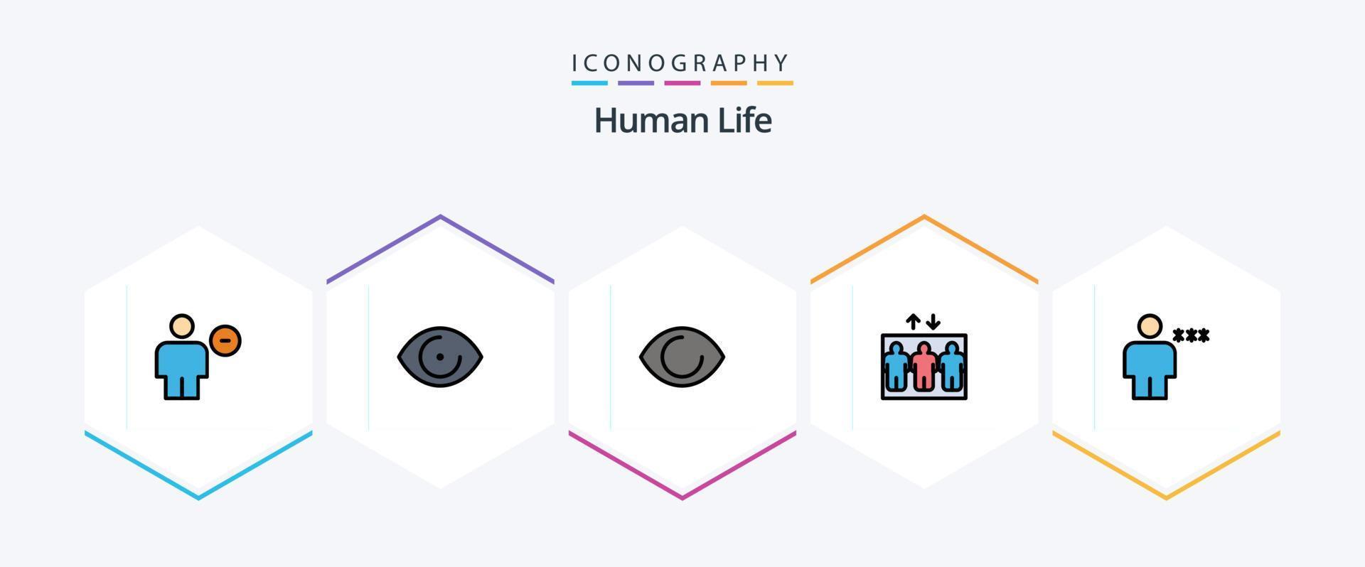 Human 25 FilledLine icon pack including . human. vision. body. avatar vector