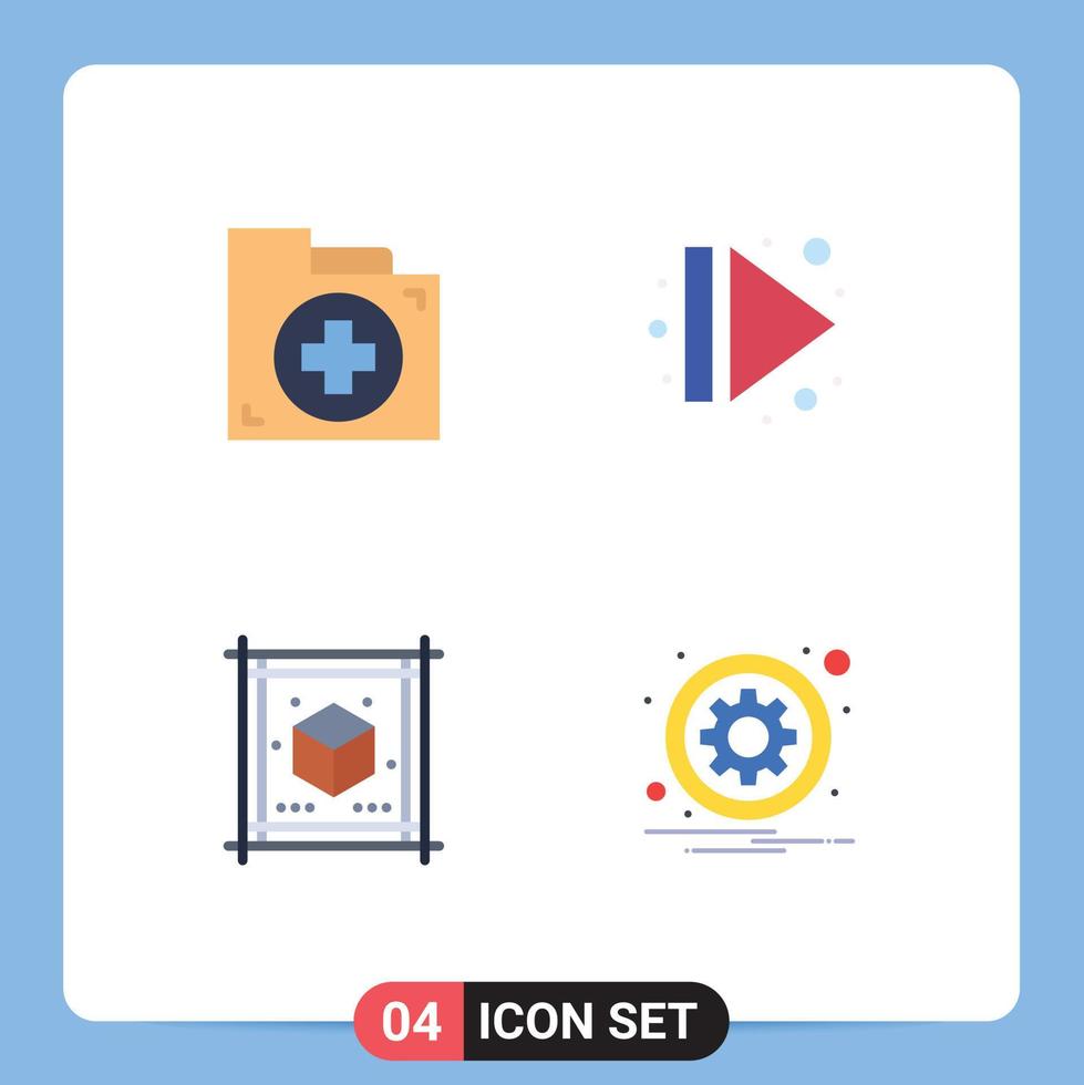 Modern Set of 4 Flat Icons Pictograph of aid cube first eject paper Editable Vector Design Elements