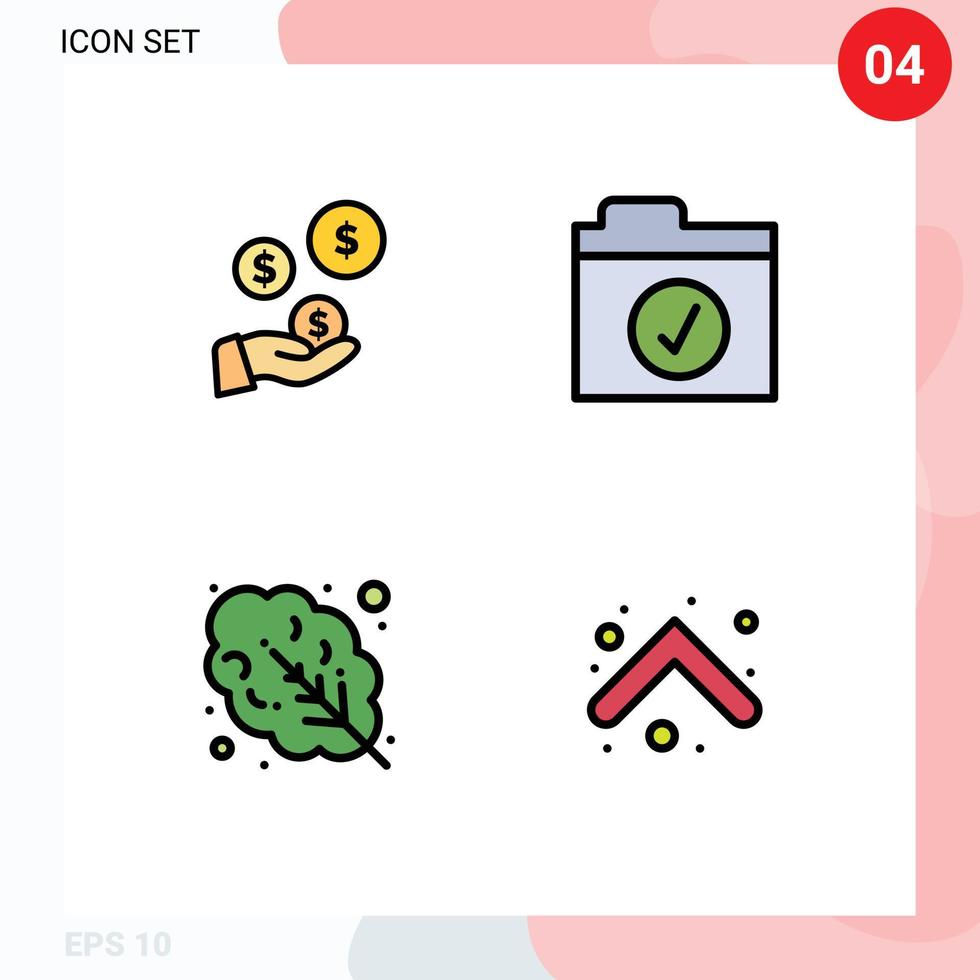 Pictogram Set of 4 Simple Filledline Flat Colors of fintech industry food industry selected arrows Editable Vector Design Elements