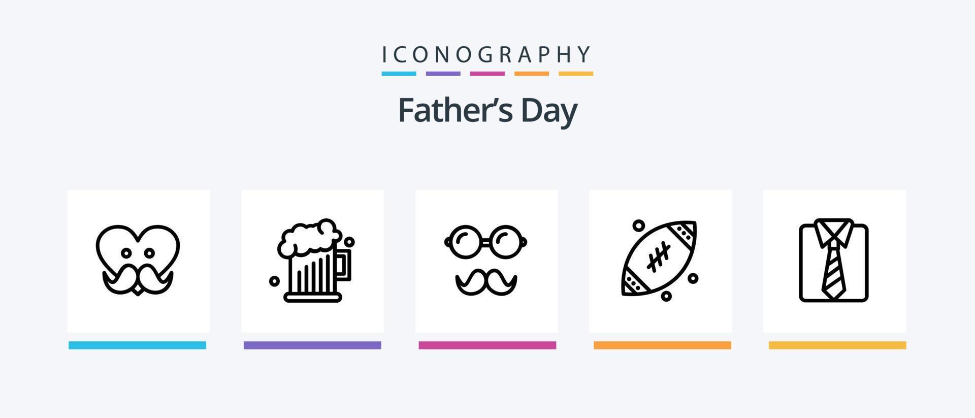 Fathers Day Line 5 Icon Pack Including father. wear. dad. tie. bow. Creative Icons Design vector