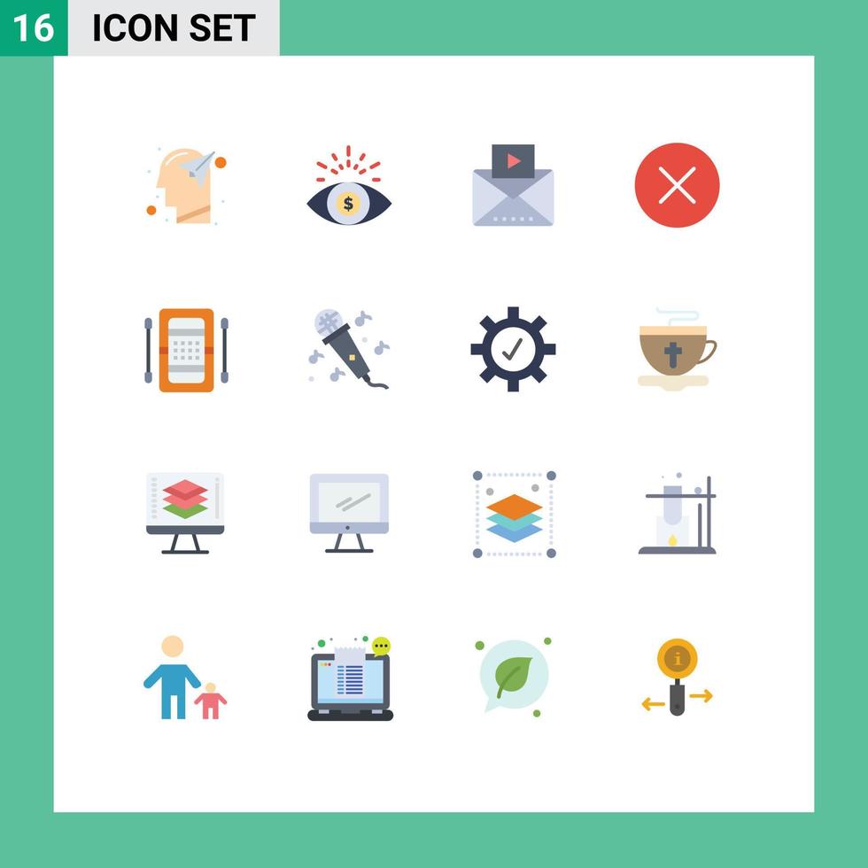 Flat Color Pack of 16 Universal Symbols of boat activities message hide circle Editable Pack of Creative Vector Design Elements