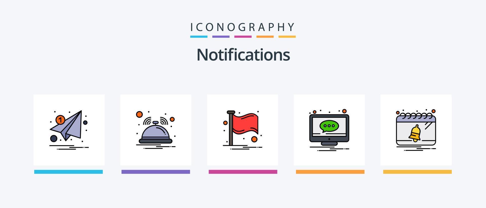 Notifications Line Filled 5 Icon Pack Including notification. alert. mobile. security. caution. Creative Icons Design vector