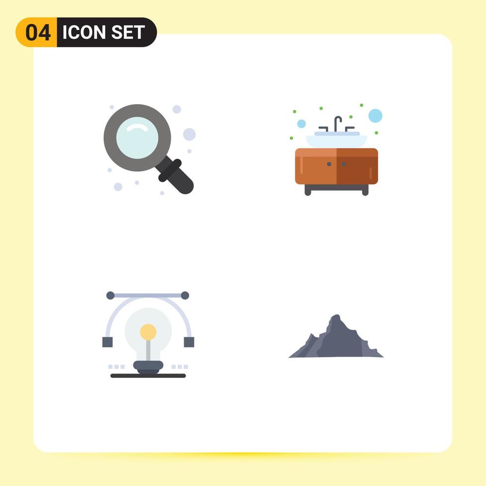 Pack of 4 creative Flat Icons of back solution find sink drawing Editable Vector Design Elements