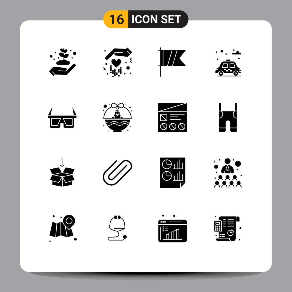 Pictogram Set of 16 Simple Solid Glyphs of stereo eyewear sign glasses park Editable Vector Design Elements