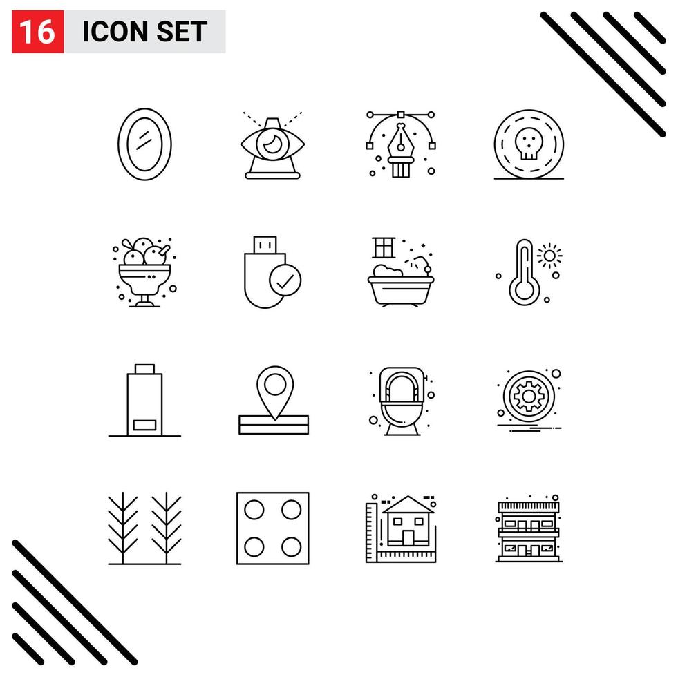 conjunto moderno de 16 contornos pictograma de dinero dólar de diseño de moneda elementos de diseño vectorial editables vector