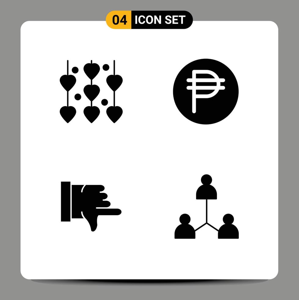 Editable Vector Line Pack of 4 Simple Solid Glyphs of decoration thumbs down wedding forex group Editable Vector Design Elements