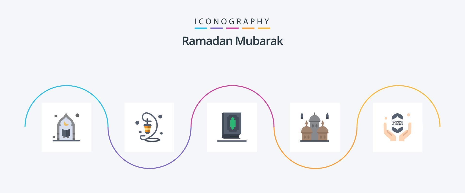 Ramadan Flat 5 Icon Pack Including islam. mosque. lamp. muslim. islam vector