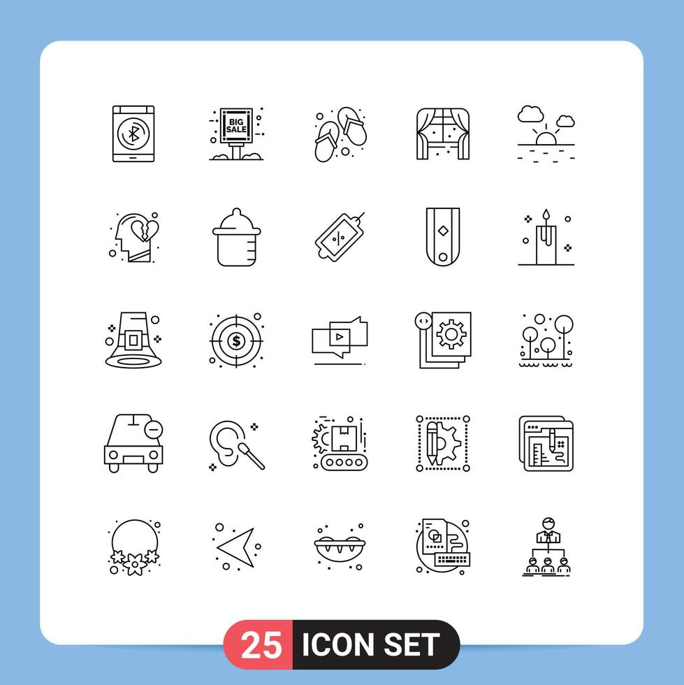 Group of 25 Modern Lines Set for warm window footwear living furniture Editable Vector Design Elements