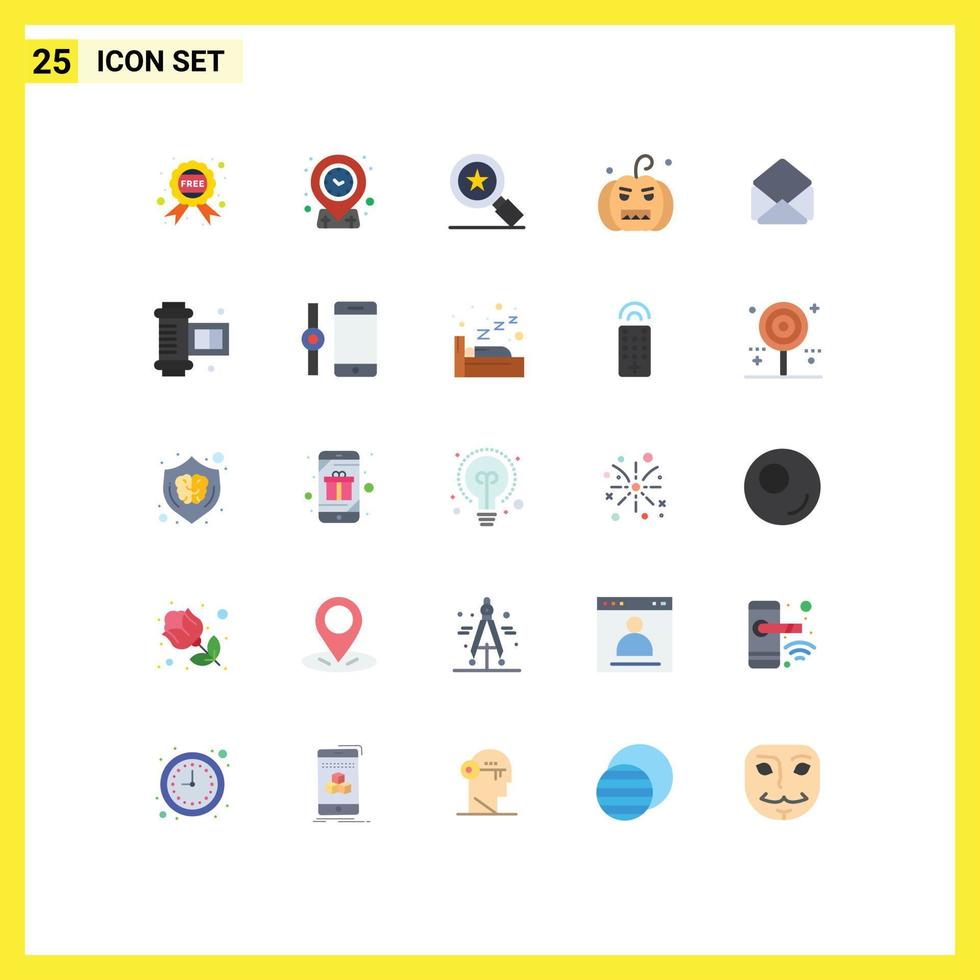 Universal Icon Symbols Group of 25 Modern Flat Colors of ancient camera roll email star mail horror Editable Vector Design Elements