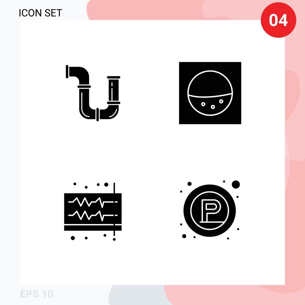 Set of Modern UI Icons Symbols Signs for pipe sound tools washing wave Editable Vector Design Elements