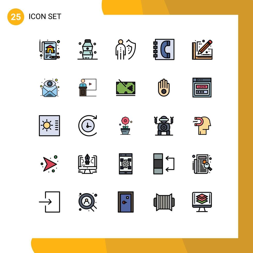 conjunto de 25 iconos de interfaz de usuario modernos símbolos signos para contactos de arquitecto trabajo contáctenos libro elementos de diseño vectorial editables vector