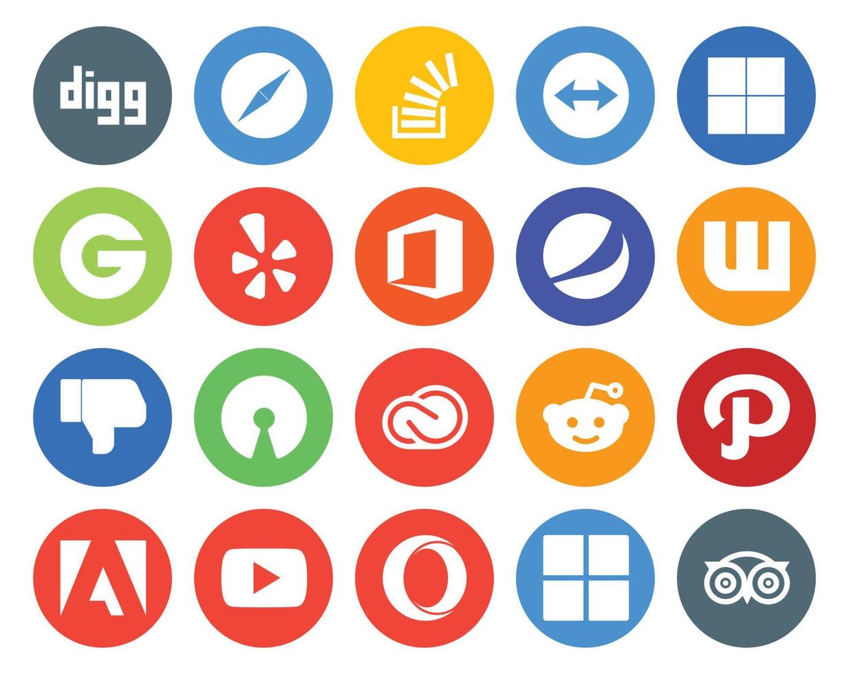 20 Social Media Icon Pack Including cc open source delicious dislike pepsi vector