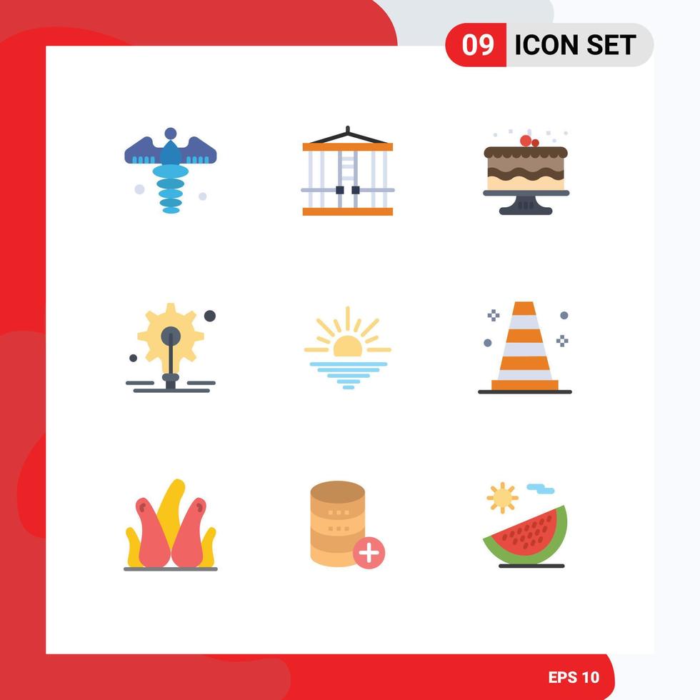 9 Creative Icons Modern Signs and Symbols of morning sun birthday idea bulb Editable Vector Design Elements