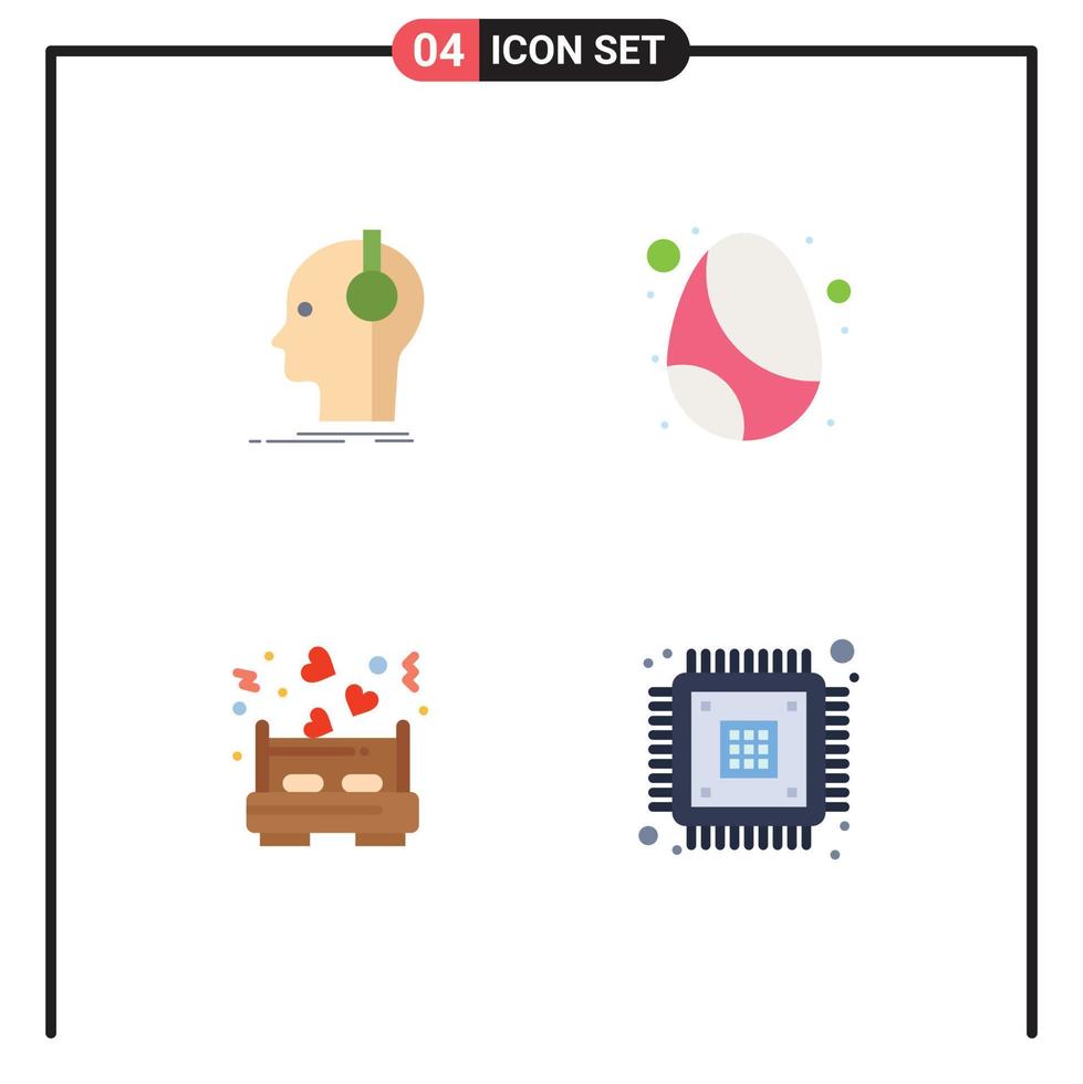 paquete de iconos planos de 4 símbolos universales del productor de cama del compositor amor de pascua elementos de diseño vectorial editables vector