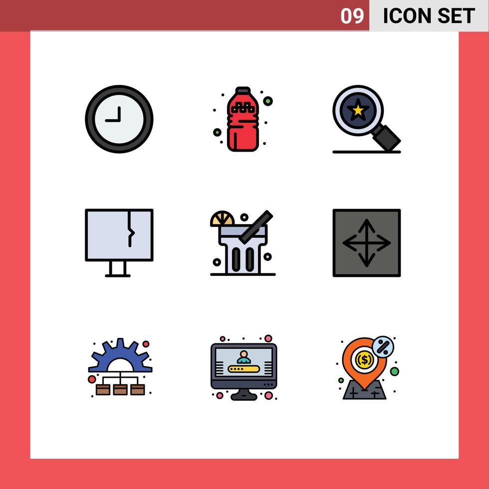 Stock Vector Icon Pack of 9 Line Signs and Symbols for app food alert drink warning Editable Vector Design Elements