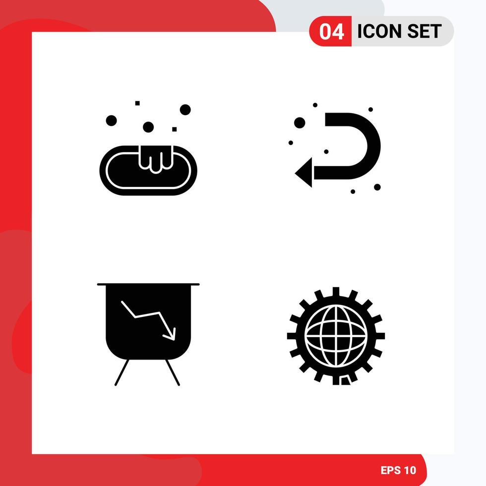 4 Solid Glyph concept for Websites Mobile and Apps soap performance arrow left design Editable Vector Design Elements