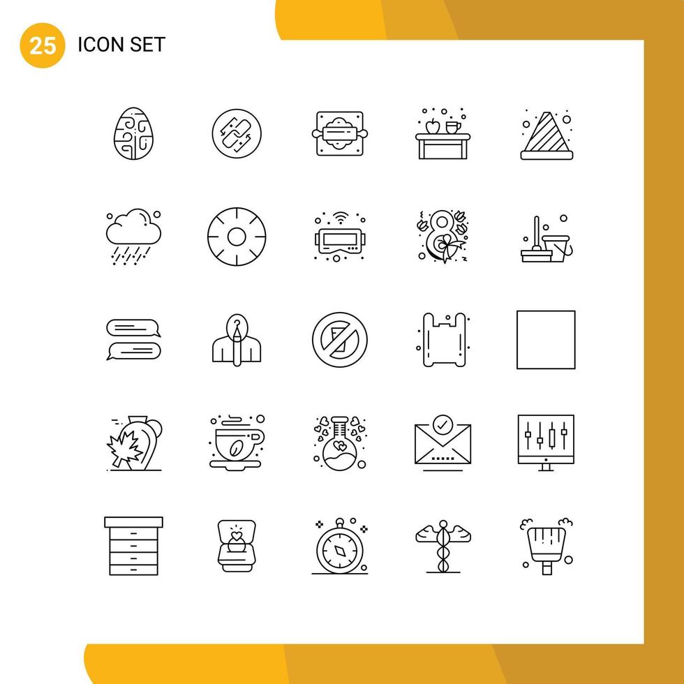 25 Line concept for Websites Mobile and Apps education cup connection coffee bread roller Editable Vector Design Elements