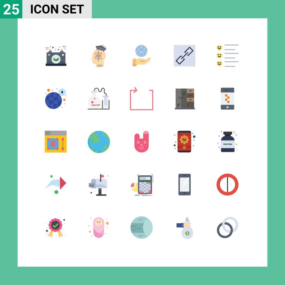 Pictogram Set of 25 Simple Flat Colors of format connect knowledge chain modern Editable Vector Design Elements