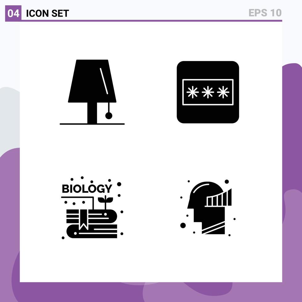 4 Thematic Vector Solid Glyphs and Editable Symbols of design content light layout knowledge Editable Vector Design Elements