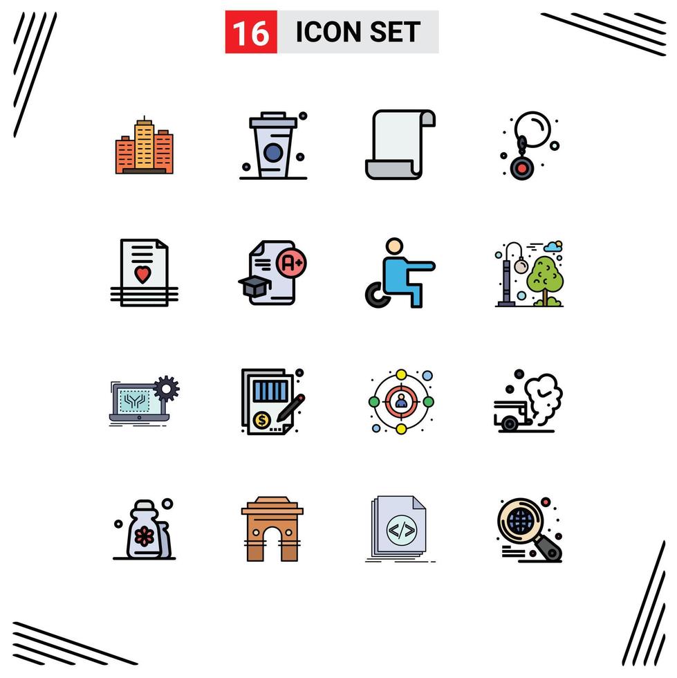 conjunto de 16 iconos de interfaz de usuario modernos signos de símbolos para documentos de guiones de tazas de gota de joyería elementos de diseño de vectores creativos editables