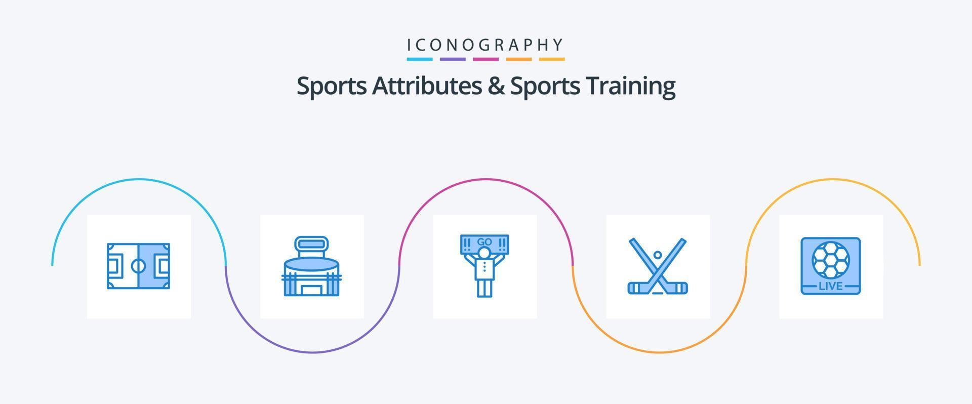 Sports Atributes And Sports Training Blue 5 Icon Pack Including stick. hockey. sport. emblem. support vector