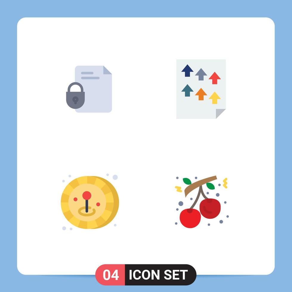 4 User Interface Flat Icon Pack of modern Signs and Symbols of file report security high joystick Editable Vector Design Elements