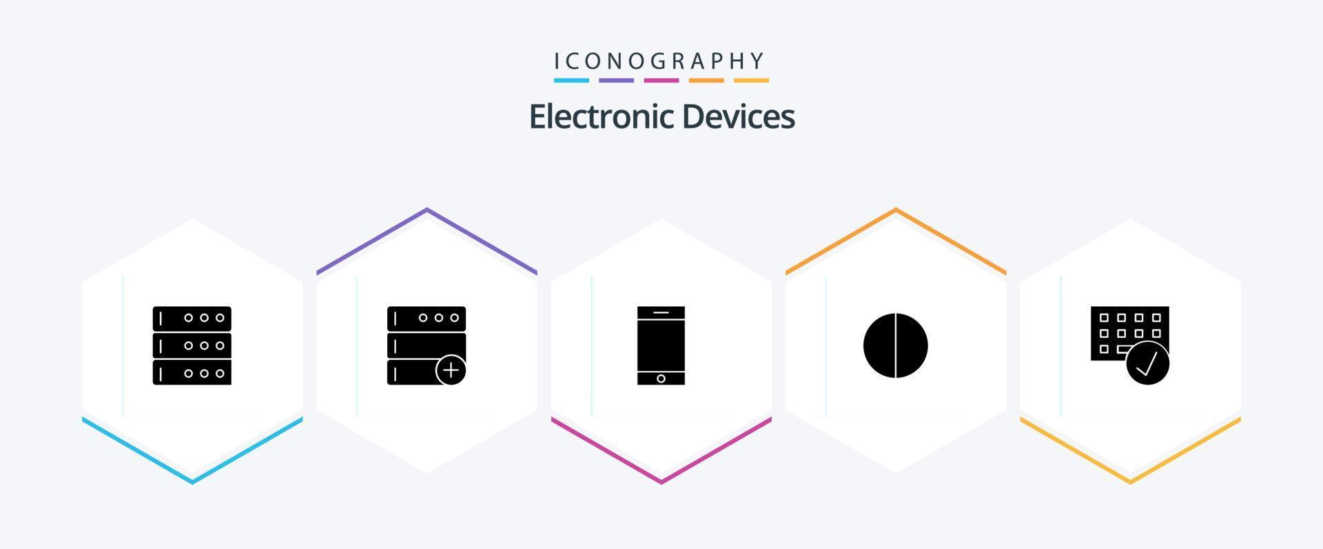 paquete de iconos de 25 glifos de dispositivos que incluye . artilugio. teléfono inteligente dispositivos. ordenadores vector