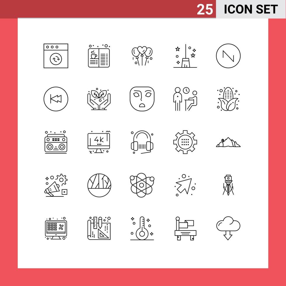 Editable Vector Line Pack of 25 Simple Lines of sound witch broom bloone halloween broom broom Editable Vector Design Elements