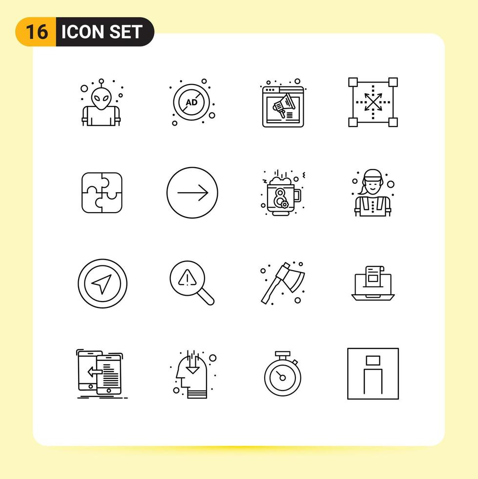 Outline Pack of 16 Universal Symbols of shape development browser design webpage Editable Vector Design Elements