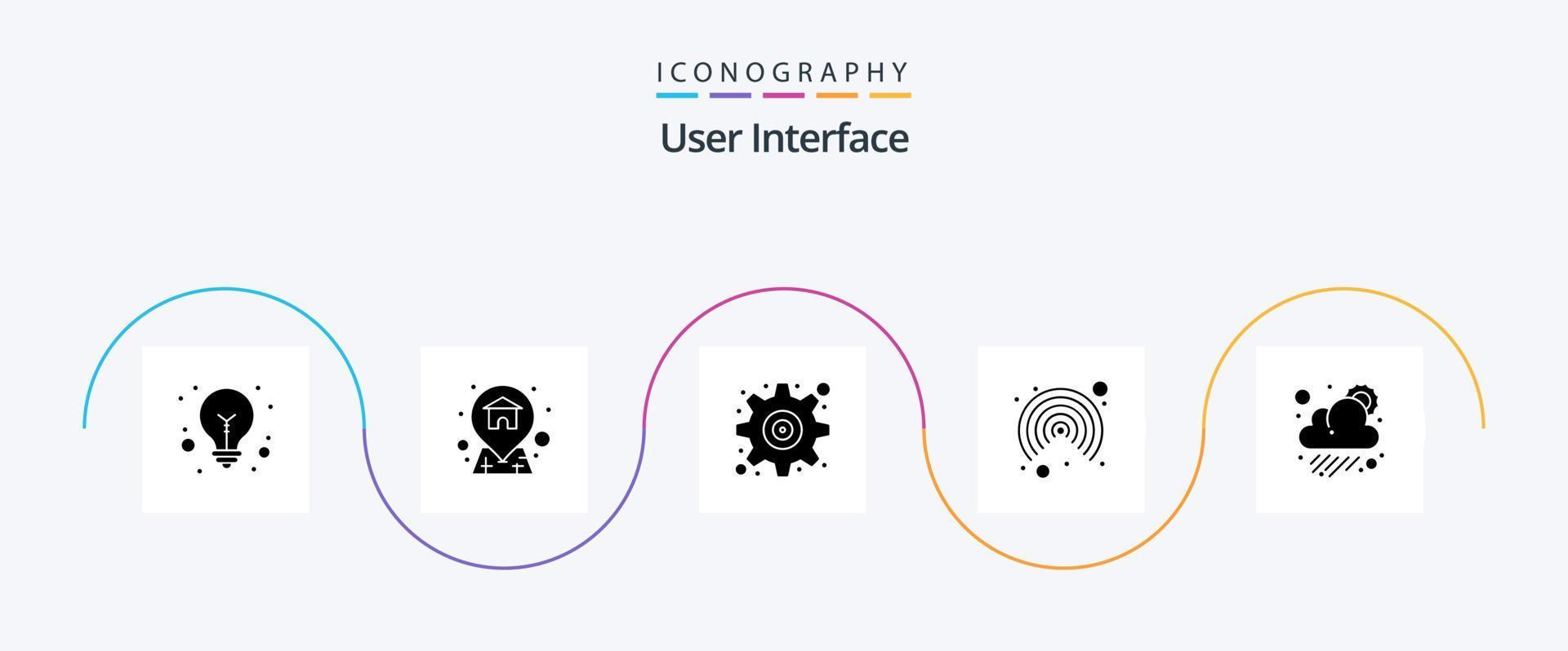 User Interface Glyph 5 Icon Pack Including . sun. setting. cloudy. user vector