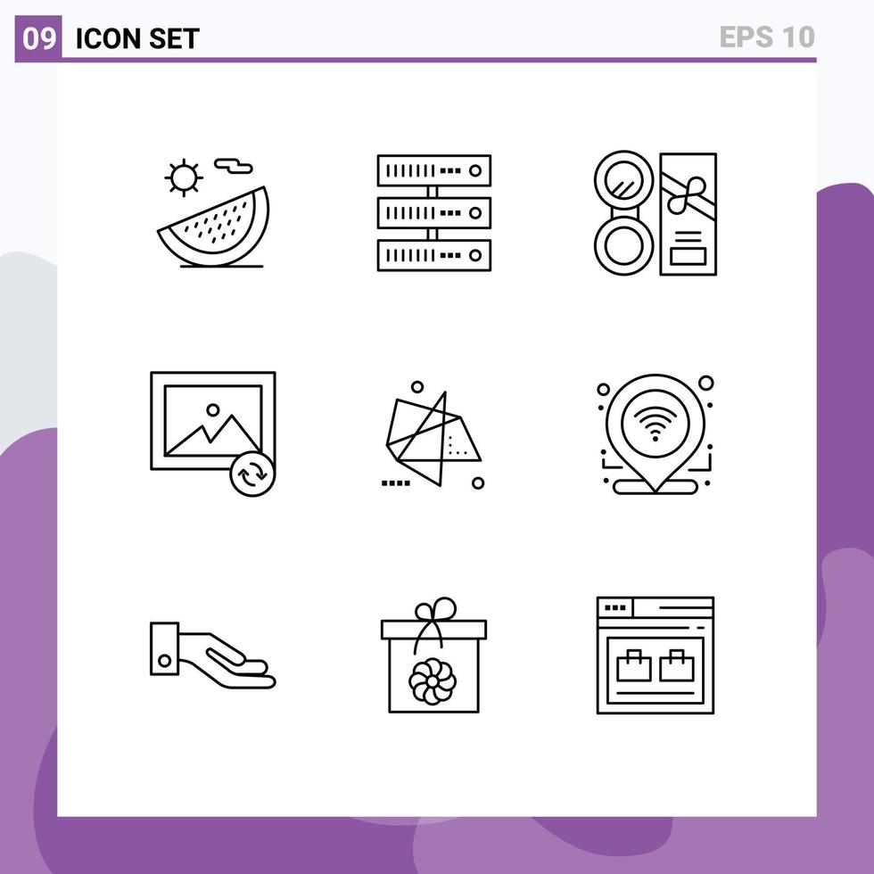 Set of 9 Modern UI Icons Symbols Signs for abstract photo network image make Editable Vector Design Elements