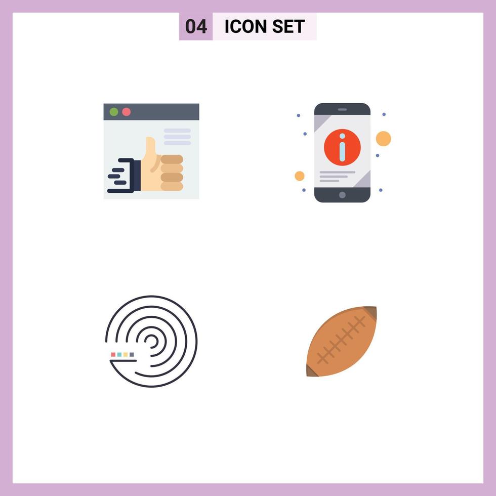 4 Universal Flat Icon Signs Symbols of like forecasting support mobile forecasting model Editable Vector Design Elements