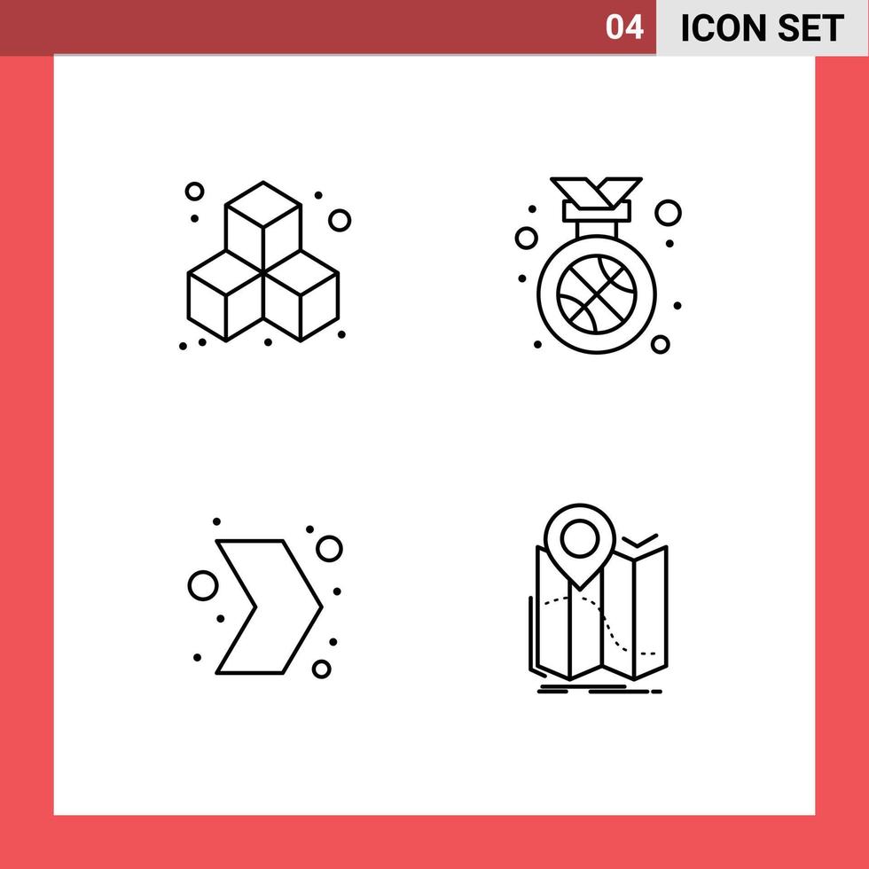4 Line concept for Websites Mobile and Apps box right medal arrow location Editable Vector Design Elements