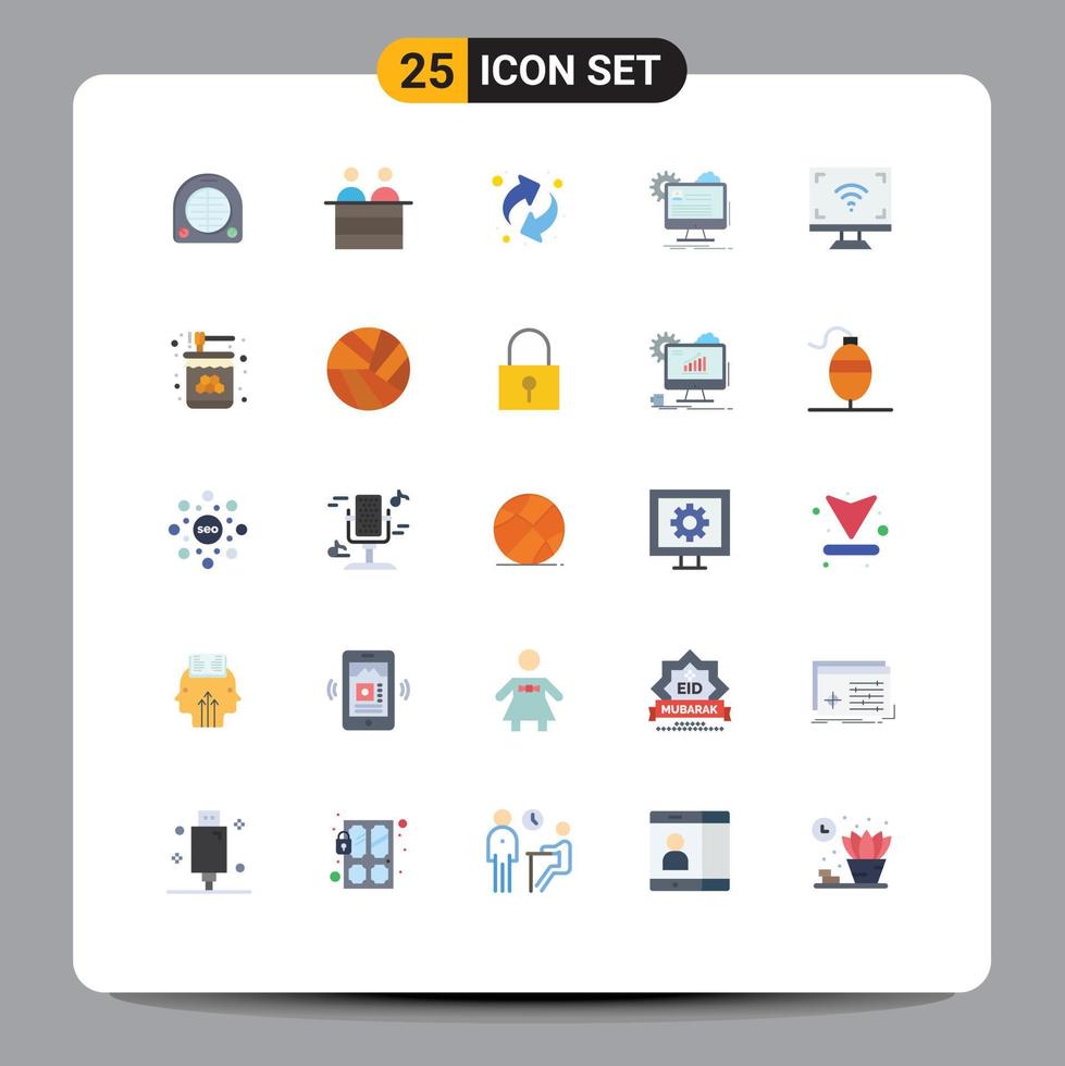 Mobile Interface Flat Color Set of 25 Pictograms of multimedia update arrows edit profile Editable Vector Design Elements