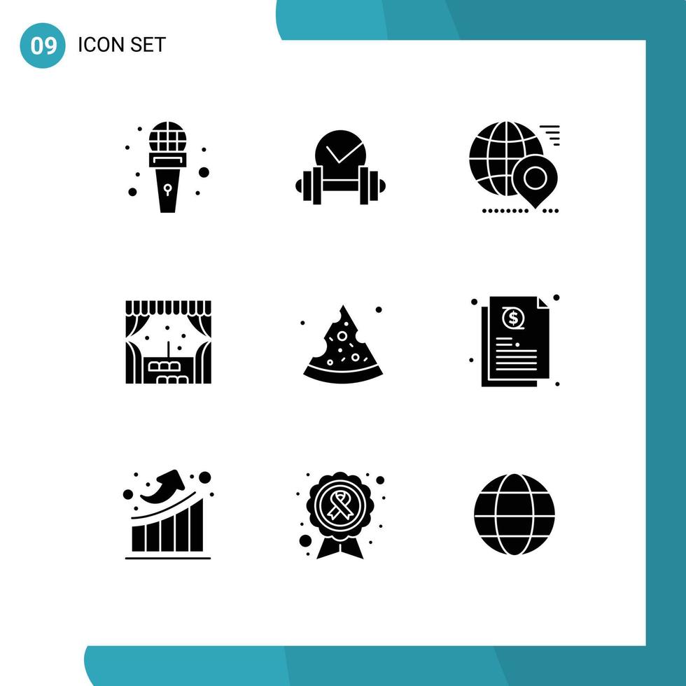 Stock Vector Icon Pack of 9 Line Signs and Symbols for food window globe city location Editable Vector Design Elements